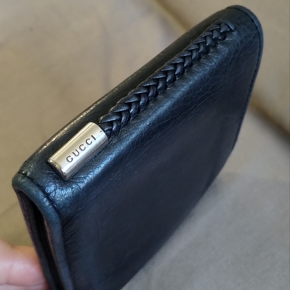 VINTAGE GUCCI SOFT BLACK LEATHER MEN'S BI-FOLD WALLET ~ AUTHENTIC - Picture 7 of 16
